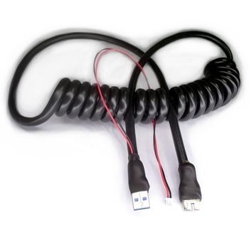 USB 3.0 A to Micro-B thick spring cable with 2 pin housing for extra power supply