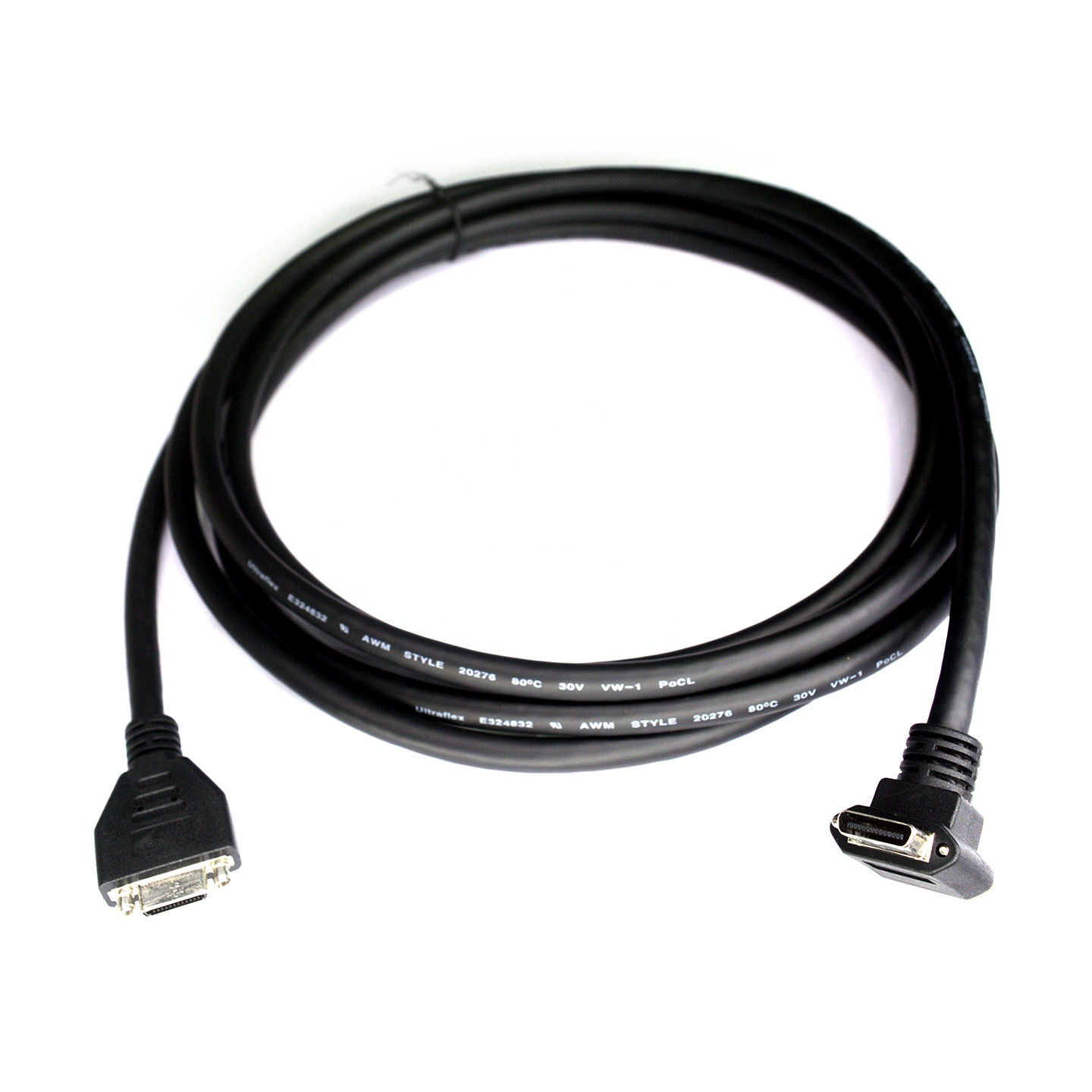Camera Link SDR right angled male to SDR female high flexible with locking screws extension cables for industrial cameras