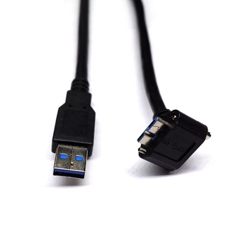 USB 3.0 type A to angled micro-B R/A Up W/Recessed Screws Cable for Industrial Cameras