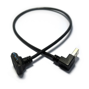 USB 3.0 angled type A to angled micro-B R/A Up W/Recessed Screws Slim Cable