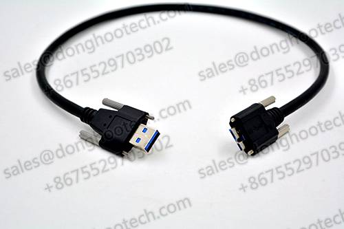 USB3.0 Data Cable A to Straight Micro B with M2 Screw Lock 3 meters for Basler Ace Cameras and Industrial USB cameras