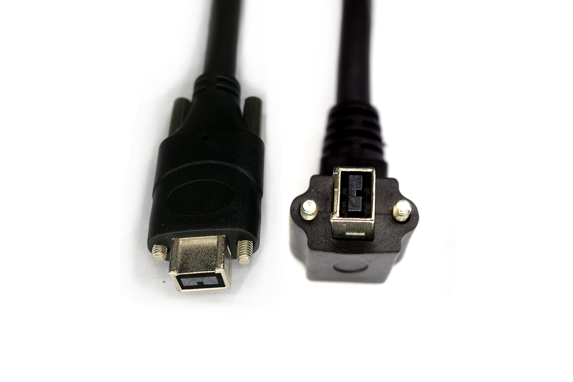 Firewire 9-pin R/A right cable with locking screws
