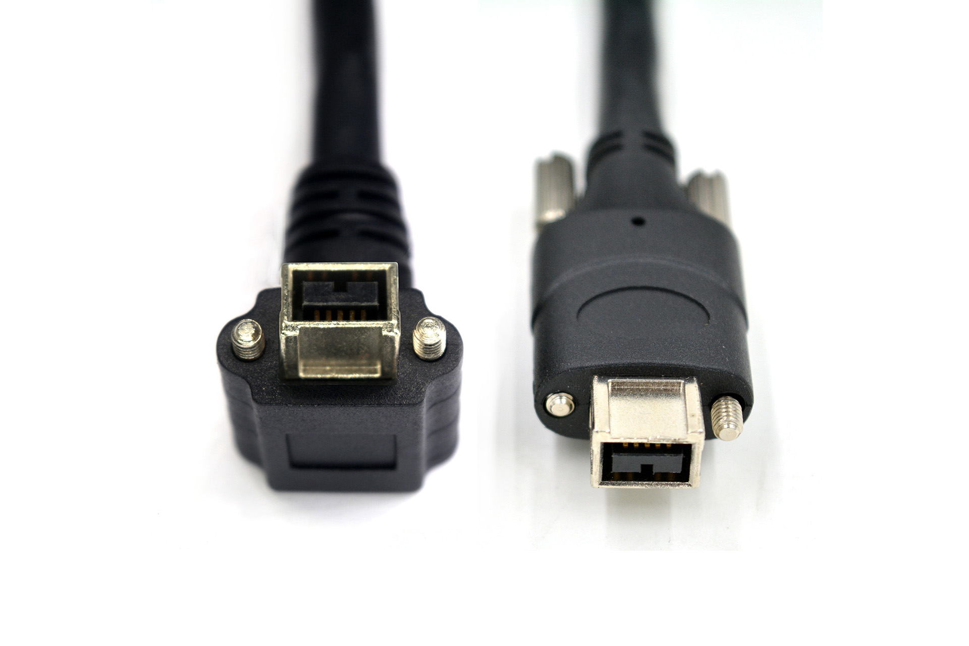 1394B 9-pin R/A up cable with locking screws